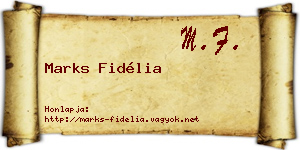 Marks Fidélia névjegykártya